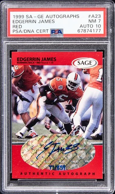1999 Sa-Ge Autographs Red Edgerrin James #A23 card image