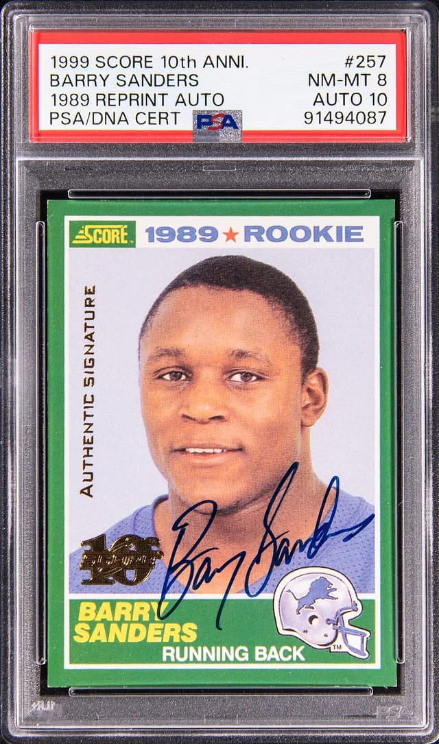 1999 Score Barry Sanders 10th Anniversary 1989 Reprint Autographs #257 card image