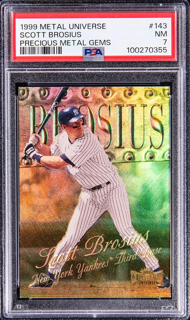 1999 SkyBox Metal Universe Scott Brosius Precious Metal Gems (PMG) #143 card image