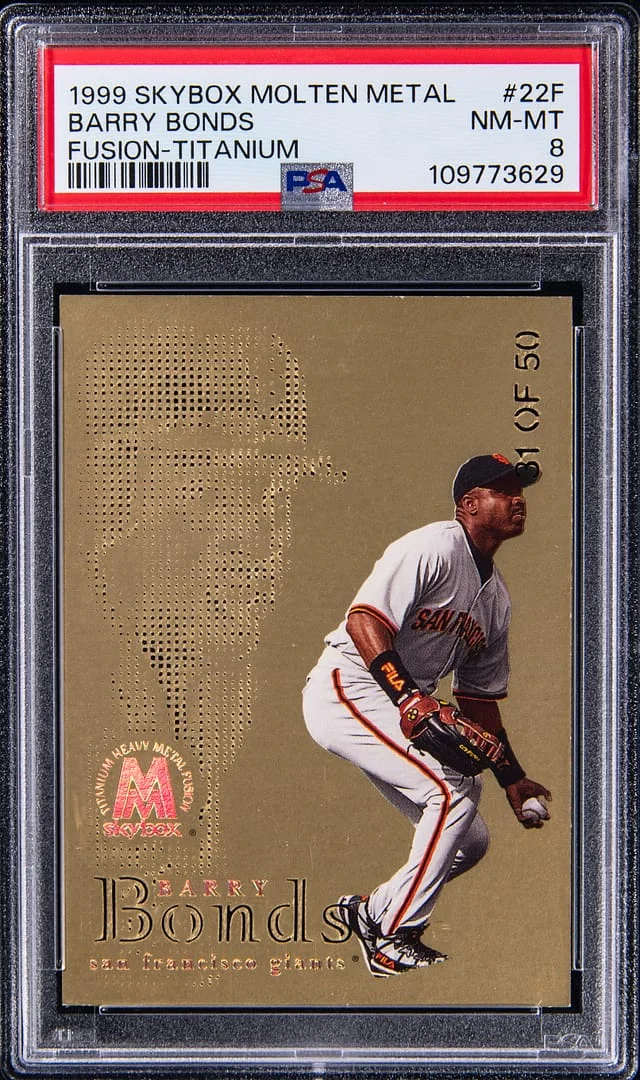 1999 SkyBox Molten Metal Barry Bonds Fusion Titanium #22F card image