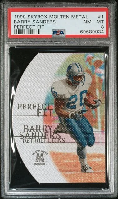 1999 SkyBox Molten Metal Barry Sanders Perfect Fit #1 card image