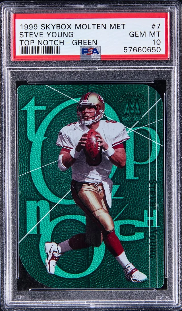 1999 SkyBox Molten Metal Steve Young Top Notch Green #7 card image