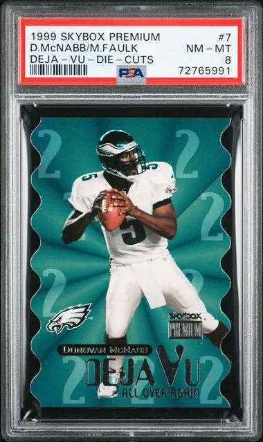 1999 SkyBox Premium Donovan McNabb/Marshall Faulk Deja-Vu Die-Cuts #7 card image