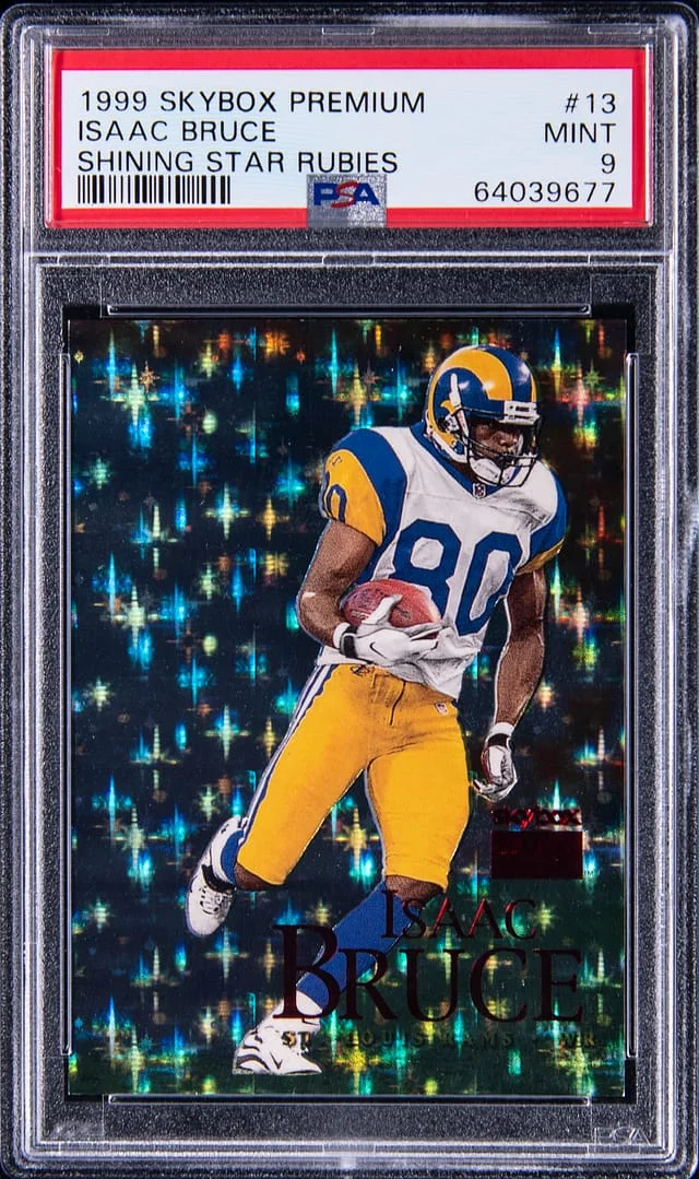 1999 SkyBox Premium Isaac Bruce Shining Star Rubies #13 card image