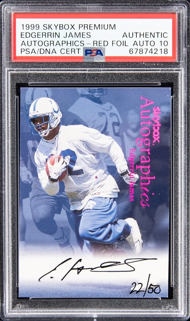 1999 SkyBox Premium Red Foil Edgerrin James #no-number card image