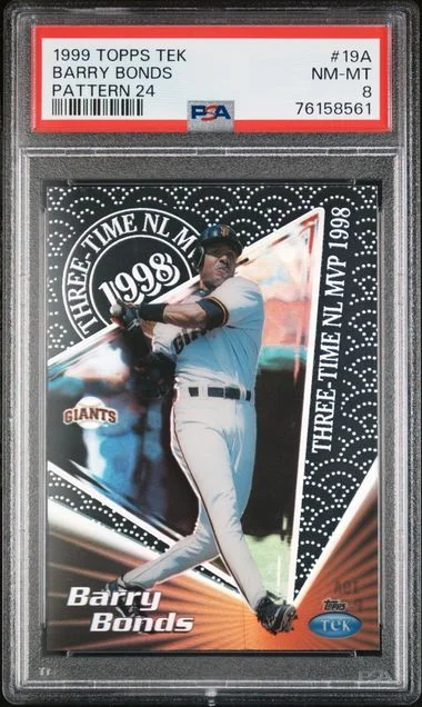 1999 Topps Barry Bonds Tek Pattern 24 #19A card image