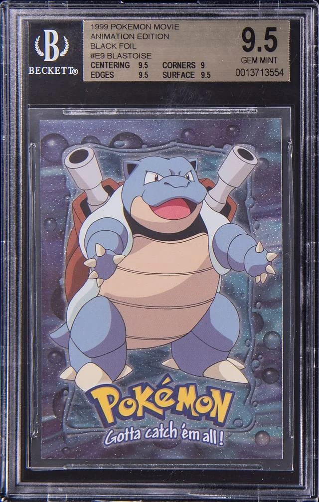 1999 Topps Blastoise Pokemon Movie Animation Edition Black Foil #E9 card image