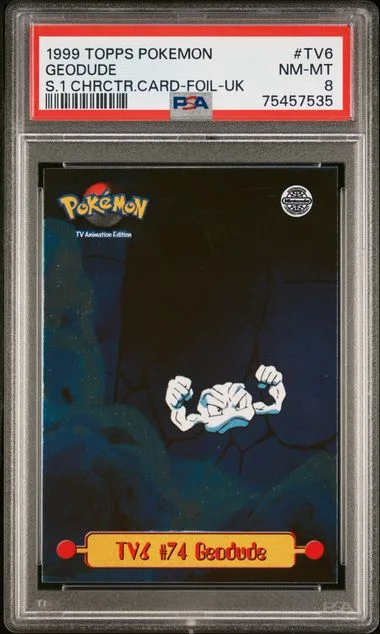 1999 Topps Character Cards Foil-United Kingdom Tv6 Geodude Pokemon Series #1 card image