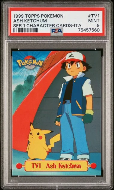 1999 Topps Character Cards Italian Tv1 Ash Ketchum Pokemon Series #1 card image