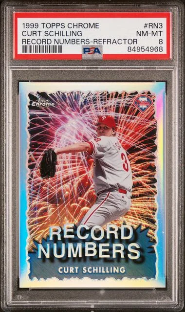 1999 Topps Chrome Curt Schilling Record #'s Record Numbers-Refractor #RN3 card image