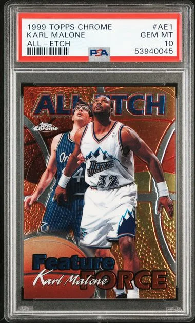 1999 Topps Chrome Karl Malone All-Etch #AE1 card image