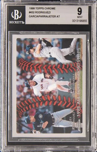 1999 Topps Chrome Rodriguez/Garciaparra/Jeter #452 card image
