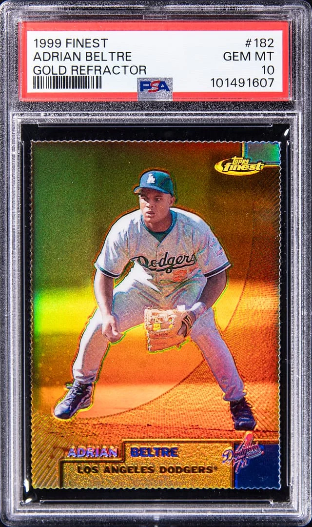 1999 Topps Finest Adrian Beltre Gold Refractor #182 card image