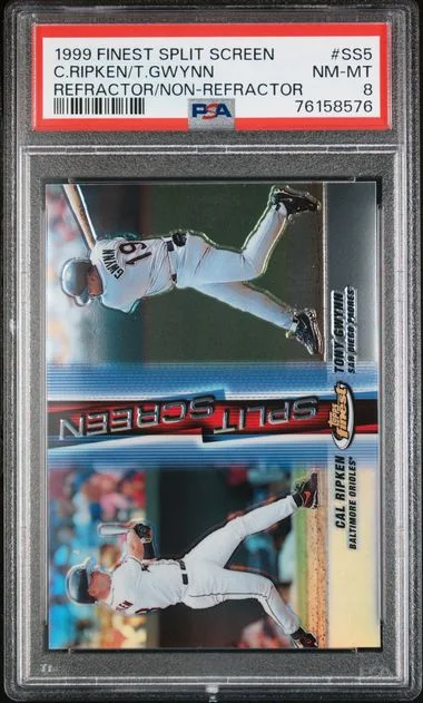 1999 Topps Finest Cal Ripken Jr./Tony Gwynn Split Screen Refractor/Non-Refractor #SS5 card image