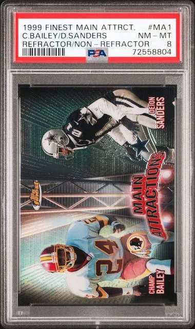 1999 Topps Finest Champ Bailey/Deion Sanders Main Attractions Refractor/Non-Refractor #MA1 card image