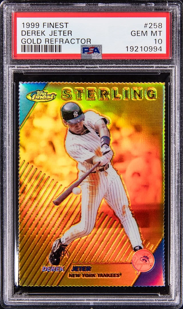 1999 Topps Finest Derek Jeter Gold Refractor #258 card image