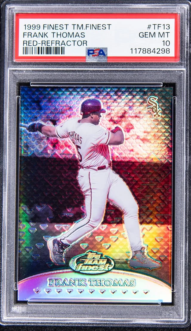 1999 Topps Finest Frank Thomas Team Finest Red Refractor #TF13 card image