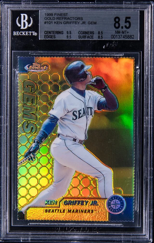 1999 Topps Finest Ken Griffey Jr. Gems Gold Refractor #101 card image