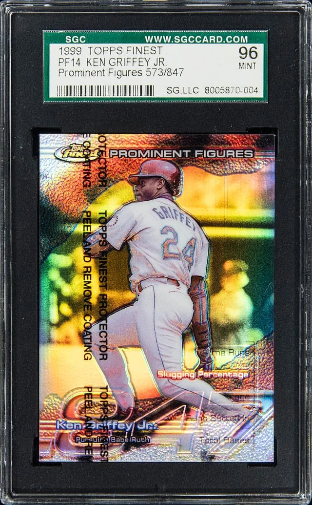 1999 Topps Finest Ken Griffey Jr. Prominent Figures Refractor w/Coating #PF14 card image
