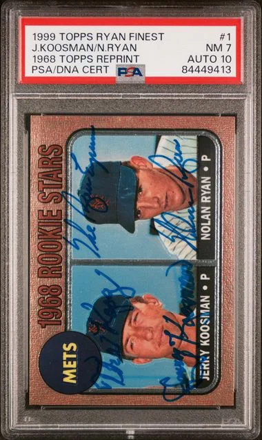 1999 Topps Finest N.Ryan/J.Koosman 1968 Topps Reprint #1 card image