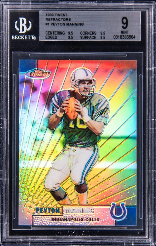 1999 Topps Finest Peyton Manning Refractor #1 card image