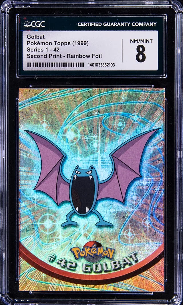 1999 Topps Golbat Pokemon Series 1 Second Print Rainbow Foil #42 card image