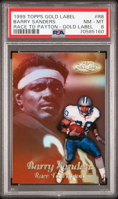 1999 Topps Gold Label Barry Sanders Race To Payton Gold Label #R8 card image