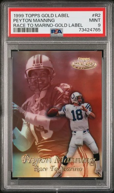1999 Topps Gold Label Marino Gold Label R2 Peyton Manning Race #2 card image