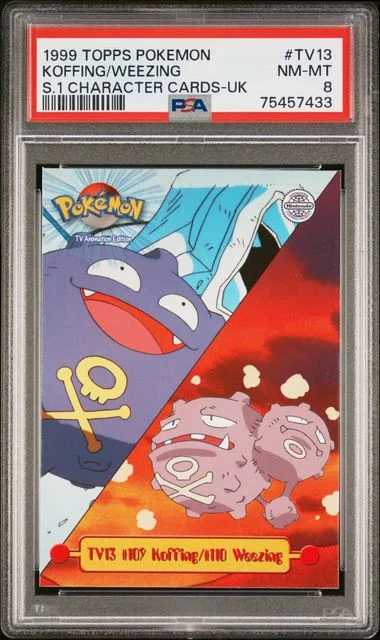 1999 Topps Koffing/Weezing Pokemon Series 1 Character Cards United Kingdom #TV13 card image
