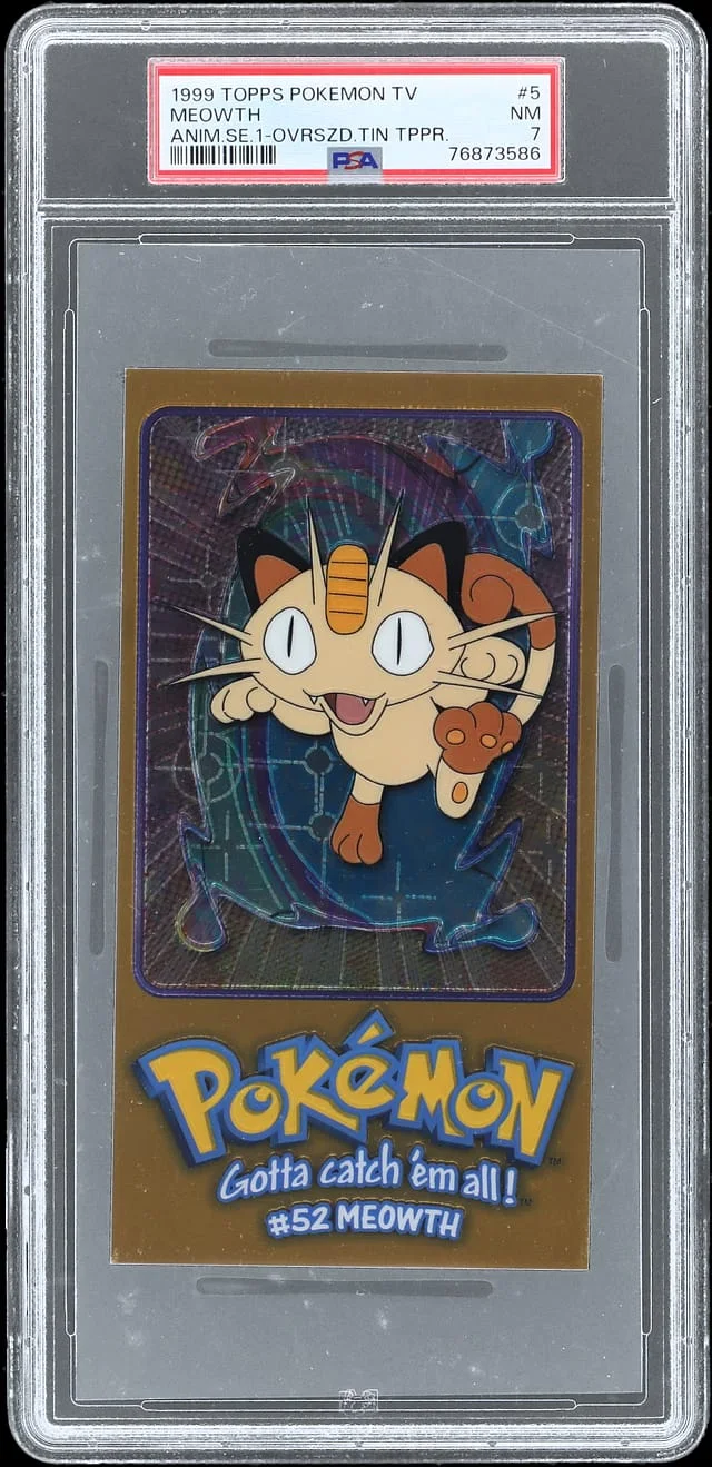 1999 Topps Meowth Pokemon Tv Animation Series 1 Oversized Tin Toppers #5 card image