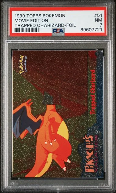 1999 Topps Movie Edition Pokemon The Movie EDT Trapped Charizard-Foil #51 card image