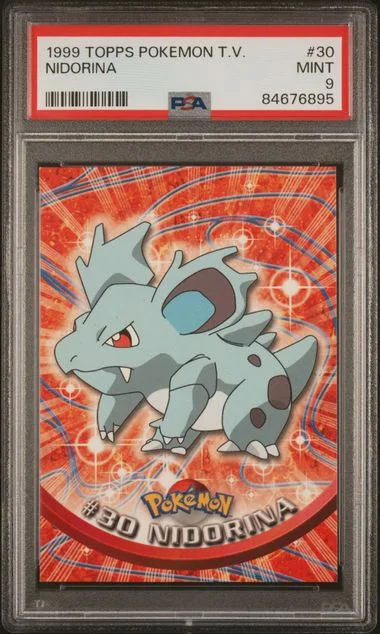1999 Topps Nidorina Pokemon Tv Rainbow Foil #30 card image