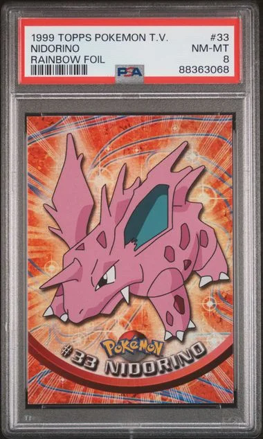 1999 Topps Nidorino Pokemon Tv Rainbow Foil #33 card image