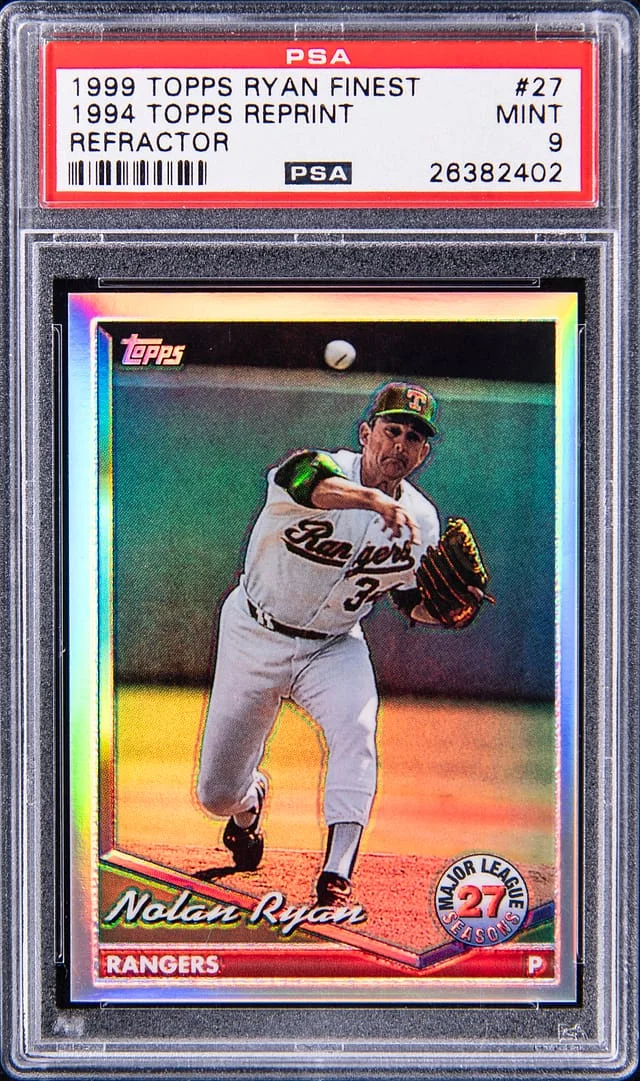 1999 Topps Nolan Ryan Ryan Finest 1994 Topps Reprint Refractor #27 card image