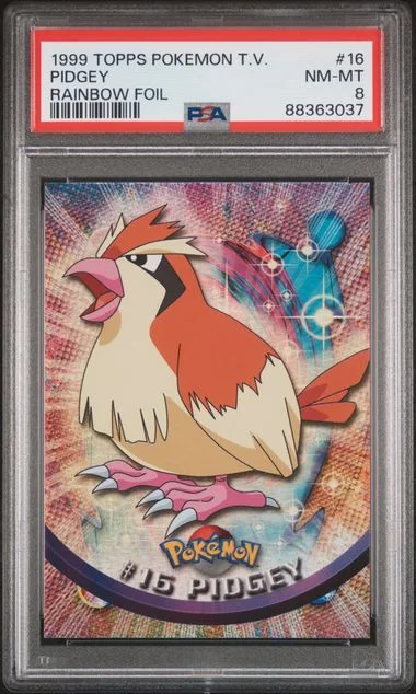 1999 Topps Pidgey Pokemon Tv Rainbow Foil #16 card image