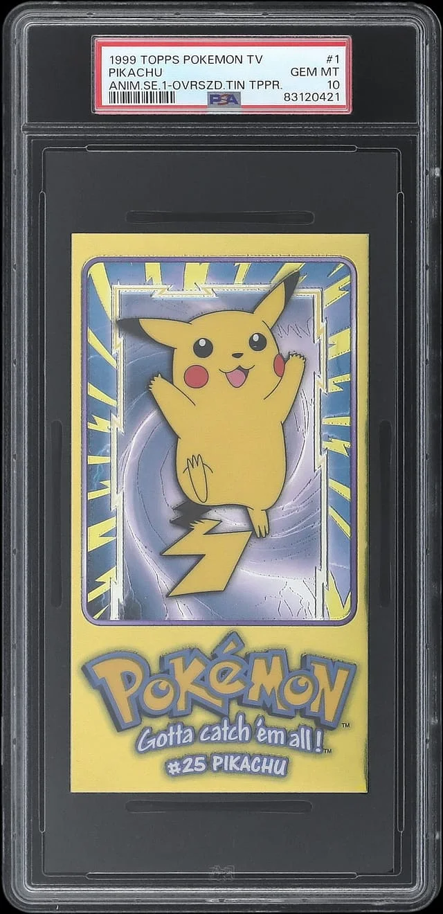 1999 Topps Pikachu Pokemon TV Anime Season 1 Oversized Tin Topper #1 card image