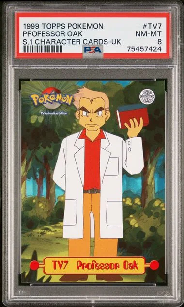 1999 Topps Professor Oak Pokemon Series 1 Character Cards United Kingdom TV #7 card image