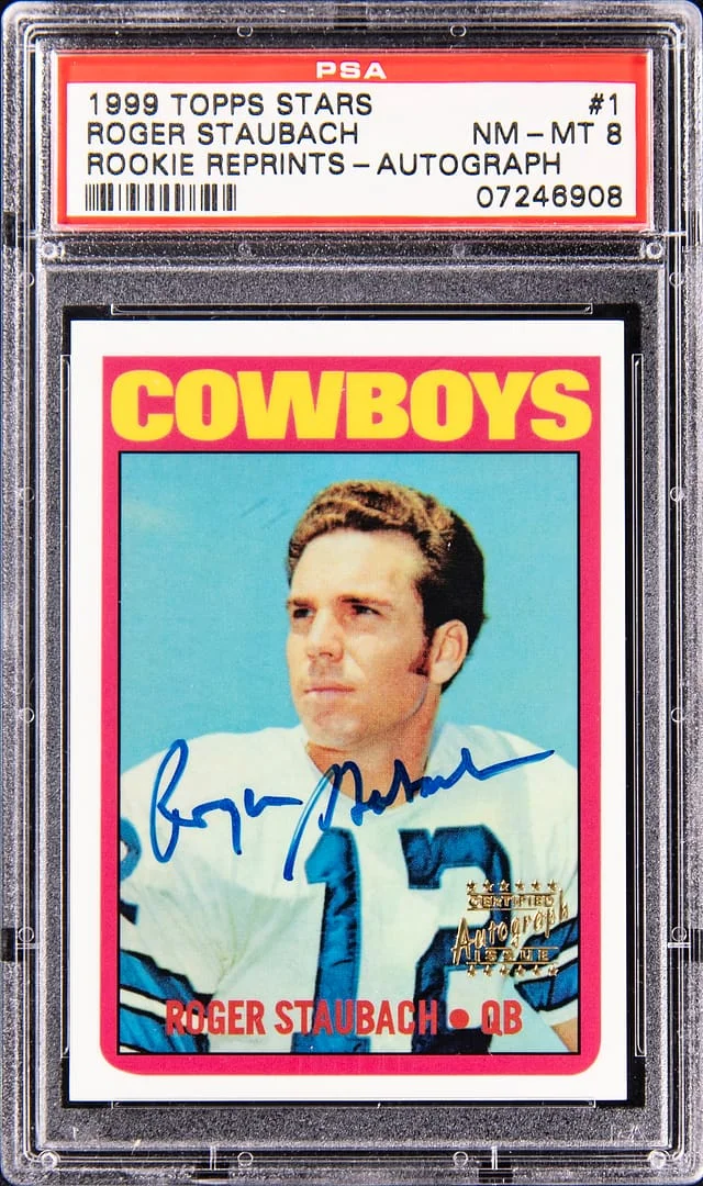 1999 Topps Roger Staubach Stars Reprints Autograph #1 card image