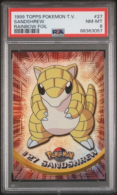 1999 Topps Sandshrew Pokemon Tv Rainbow Foil #27 card image