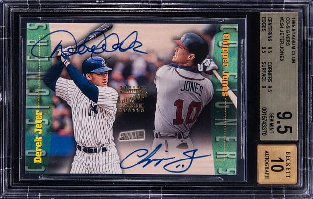 1999 Topps Stadium Club Chipper Jones/Derek Jeter Co-Signers #CS4 card image