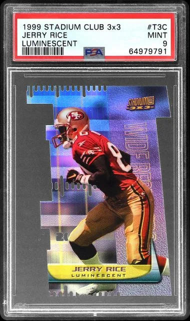1999 Topps Stadium Club Jerry Rice 3X3 Luminescent #T3C card image