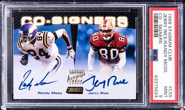 1999 Topps Stadium Club Jerry Rice/Randy Moss Co-Signers #CS5 card image
