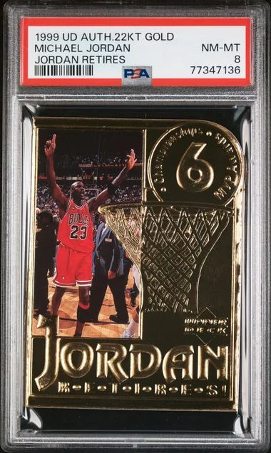 1999 UD Authenticated Gold Jordan Retires Michael Jordan #22Kt card image