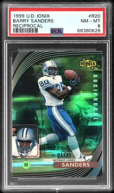 1999 U.D. Ionix Reciprocal Barry Sanders #R20 card image
