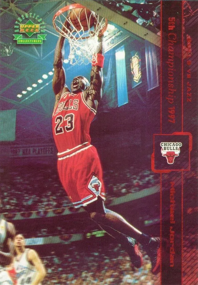 1999 Upper Deck Authenticated Michael Jordan Championship Jumbo Red #5 card image