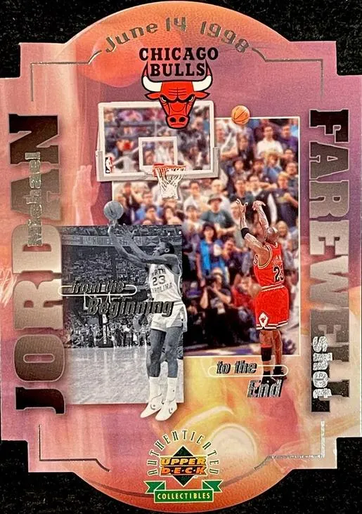 1999 Upper Deck Authenticated Michael Jordan Farewell Shot Michael Jordan #NNO card image