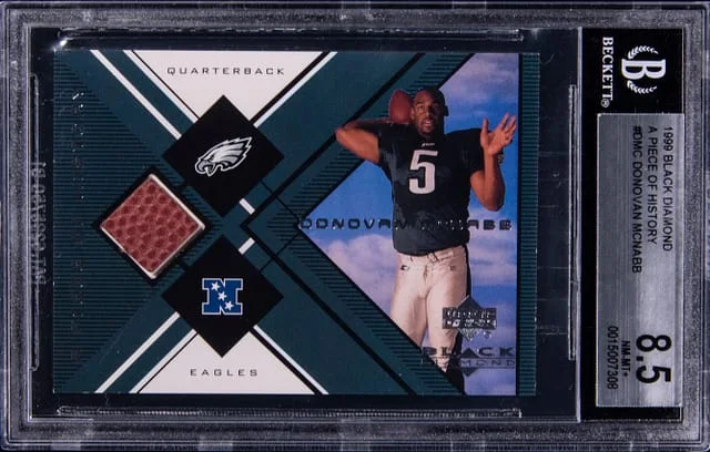 1999 Upper Deck Black Diamond Donovan McNabb A Piece Of History #DMC card image