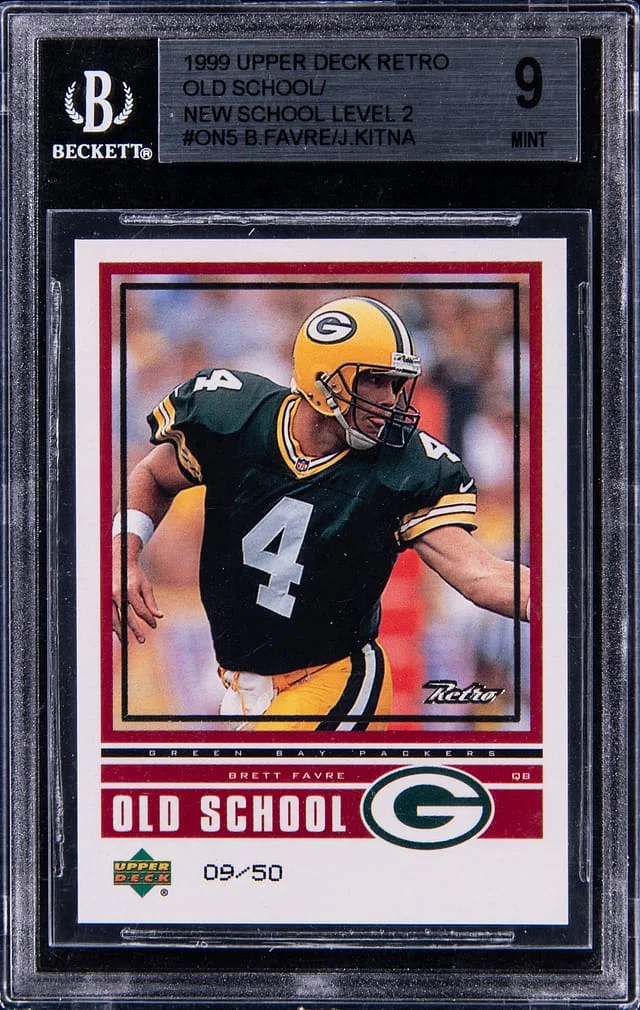 1999 Upper Deck Brett Favre/Jon Kitna Retro Old School/New School #ON5 card image