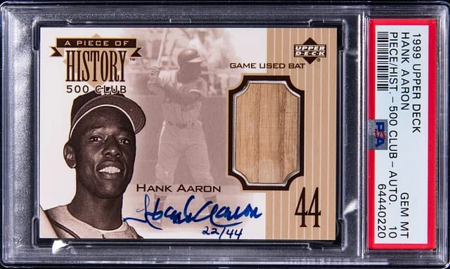 1999 Upper Deck Club Autographs Hank Aaron Piece of History #500 card image