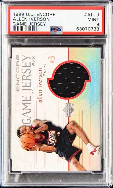 1999 Upper Deck Encore Game Jersey Game Jersey Ai-J Allen Iverson #no-number card image